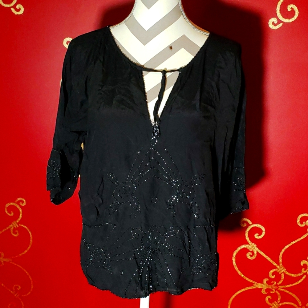 Sanctuary heavily beaded tunic shirt